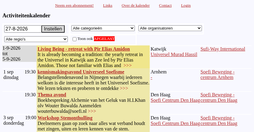 Soefi activiteitenkalender
