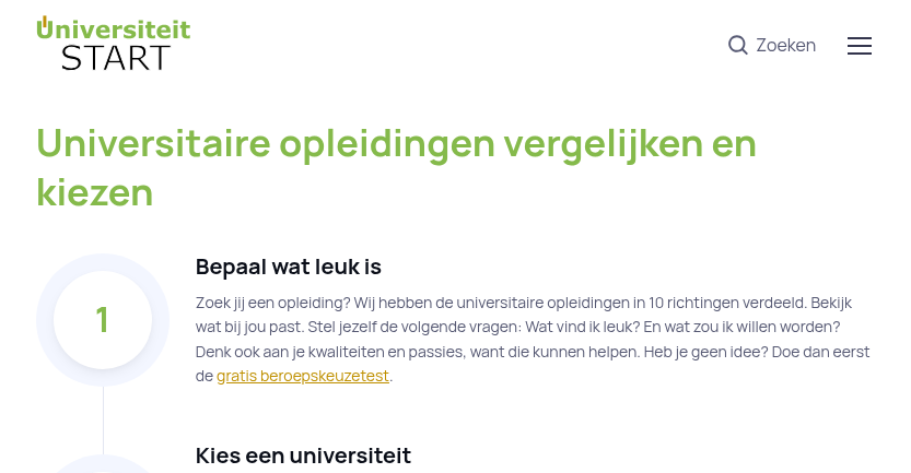 Universitaire opleidingen vergelijken van Universiteiten